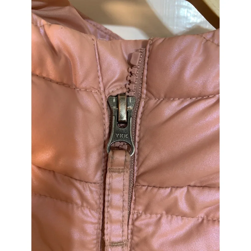 Lands‎ End Kids Girl Puffer Jacket Pastel Pink Zip Hooded Lightweight L/10-12